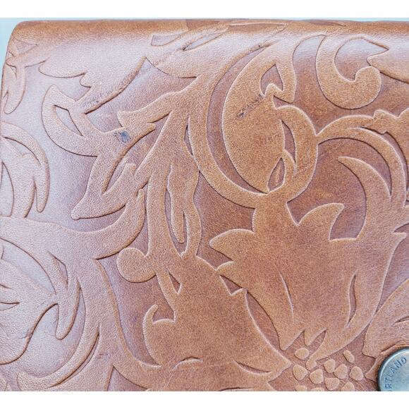 PORTLAND LEATHER GOODS Rancher Wallet Floral Embossed Tooled Leather in Brown - Picture 14 of 16